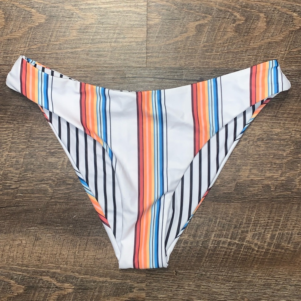 SHEIN Colorful Striped Bathing Suit Swimsuit Bottom Women’s Size Medium New